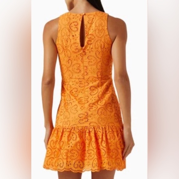 MINKPINK Huxton Mini Cotton Orange Dress with Eyelet Detailed Women’s Size L NWT - Picture 2 of 4